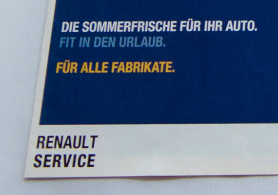 Layout für diverse Renault Service Broschüren und Direct Mailings bei Publicis Frankfurt GmbH.